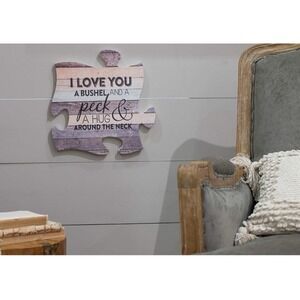 P. Graham Dunn I Love You A Bushel & A‎ Peck Wood Look 12x12" Puzzle Wall Plaque